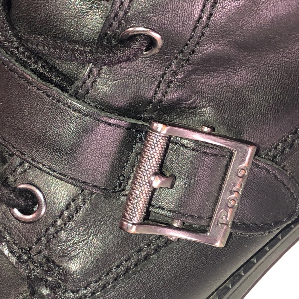 Polo Ralph Lauren Ranger Combat Black Lace Up Buckle Boots Size 5.5 - Picture 7 of 9